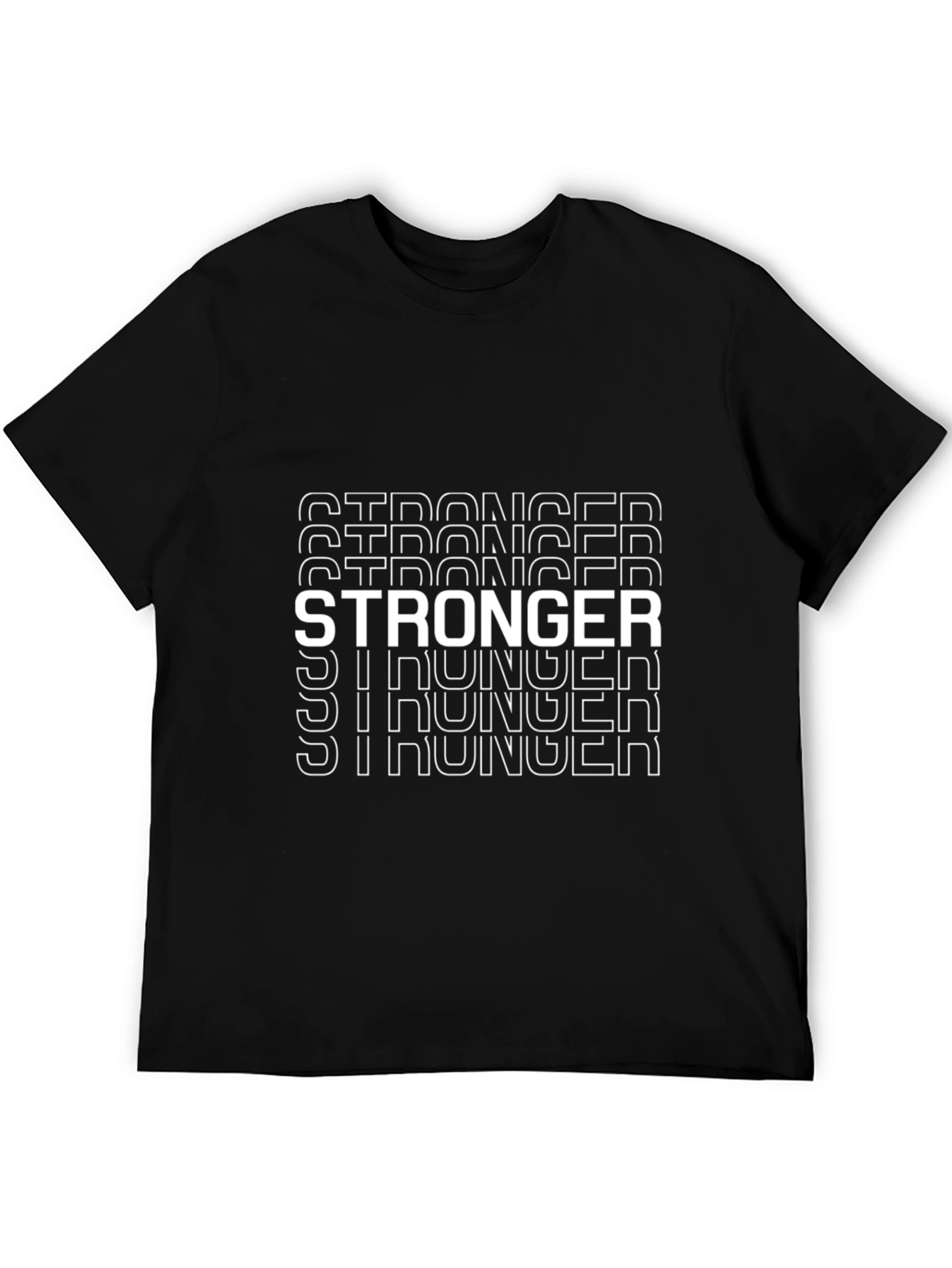 Stronger Graphic Print T-Shirt Black Cotton Tee