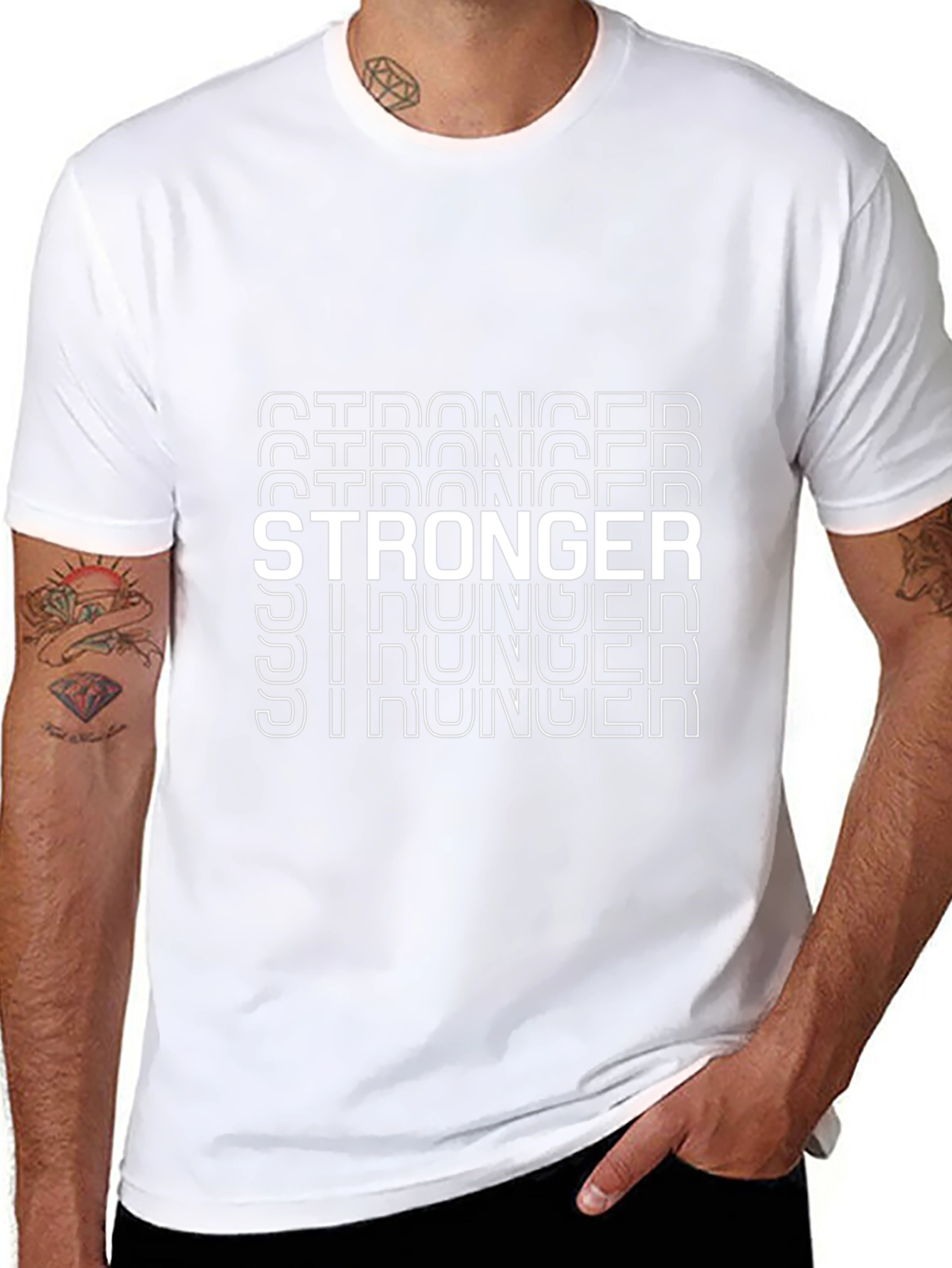 Stronger Graphic Print T-Shirt Black Cotton Tee
