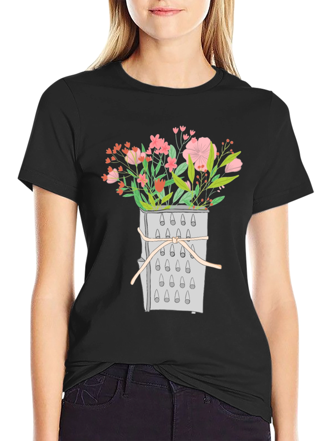 Floral Grater Graphic Tee - Unique Design