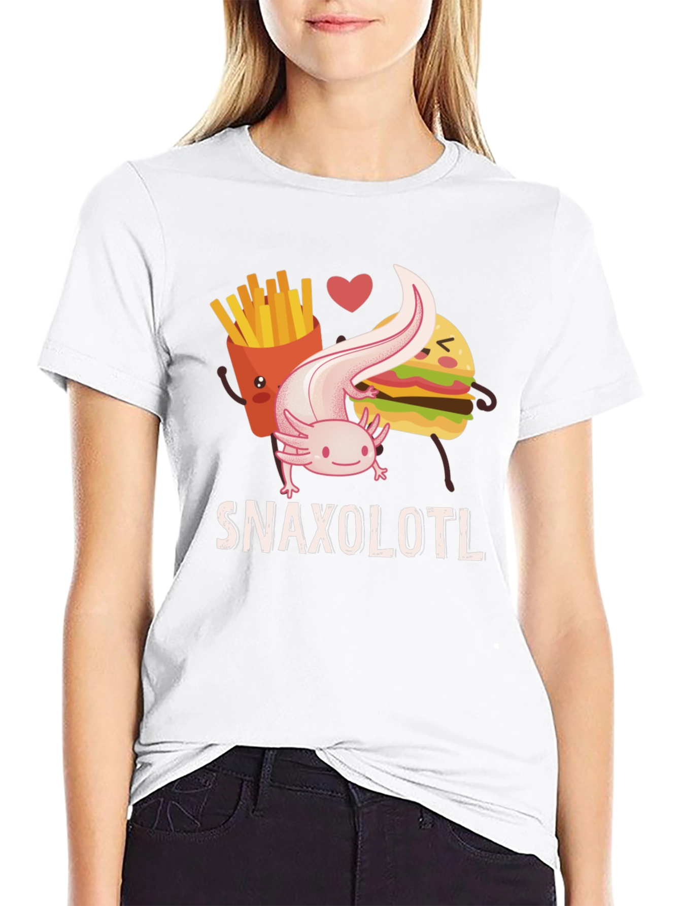 Snaxolotl Funny Axolotl Food Lover T-Shirt