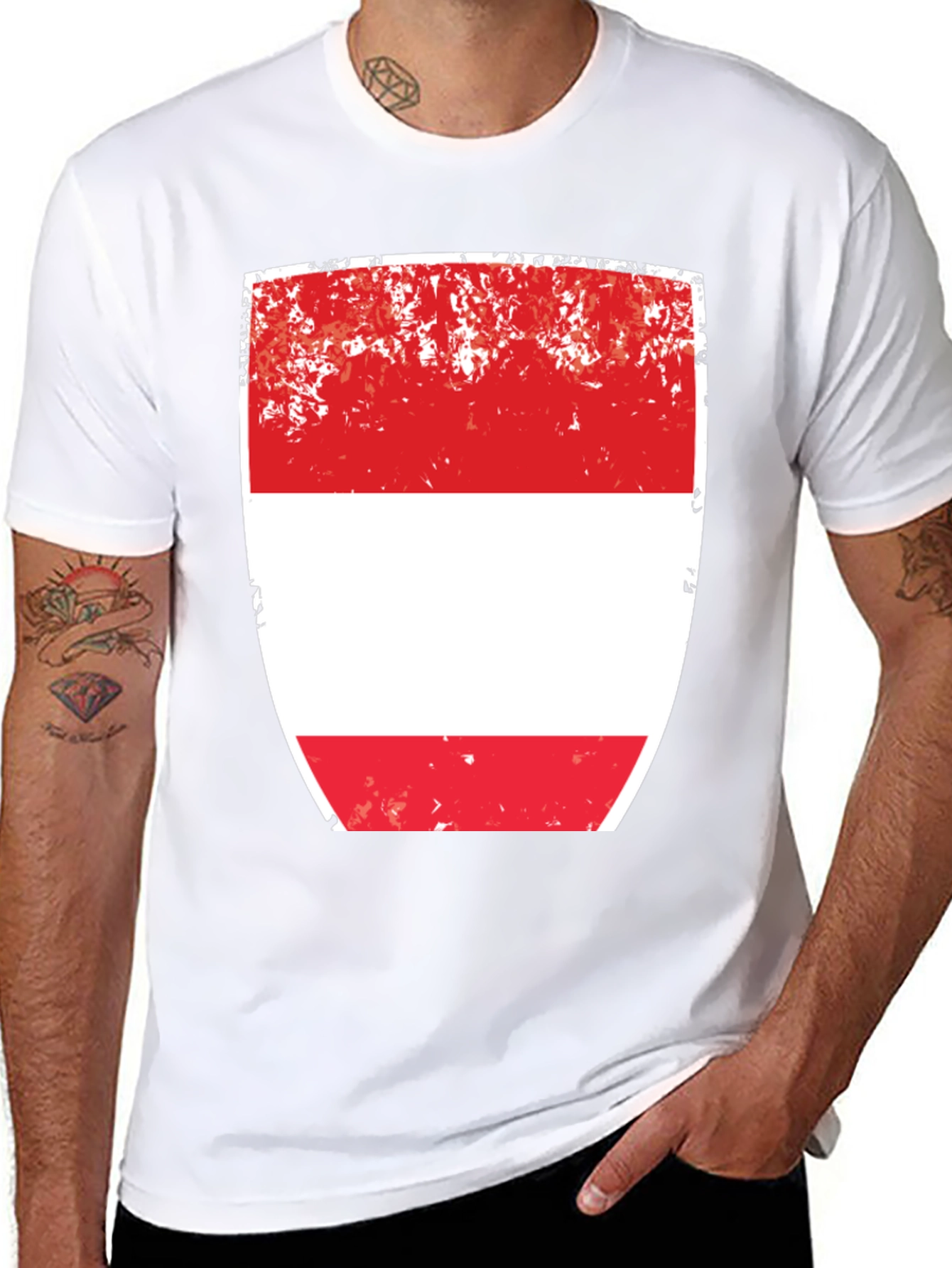 Austria Flag T-Shirt - Red and White Shield Design