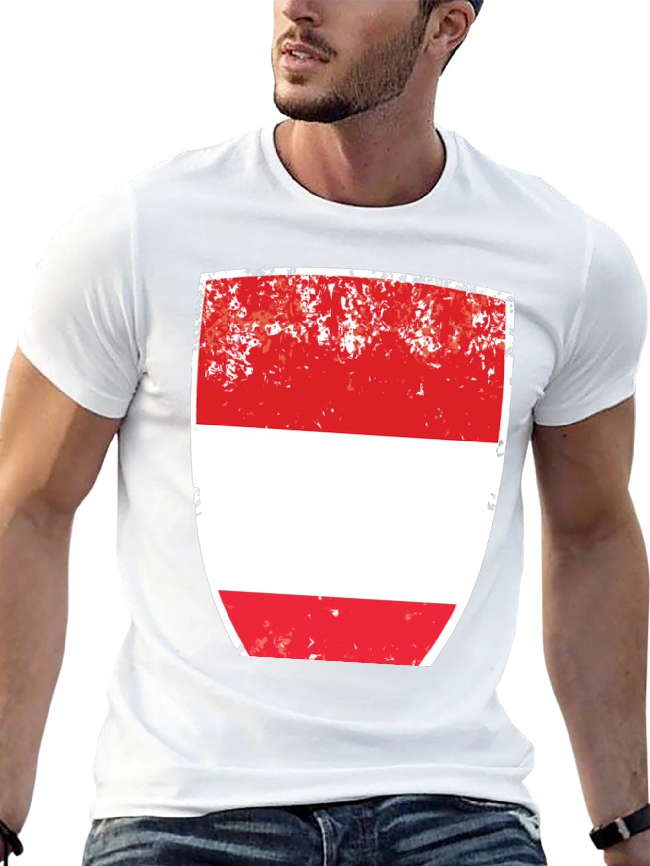 Austria Flag T-Shirt - Red and White Shield Design