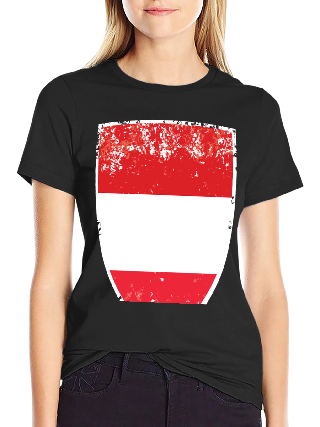 Austria Flag T-Shirt - Red and White Shield Design