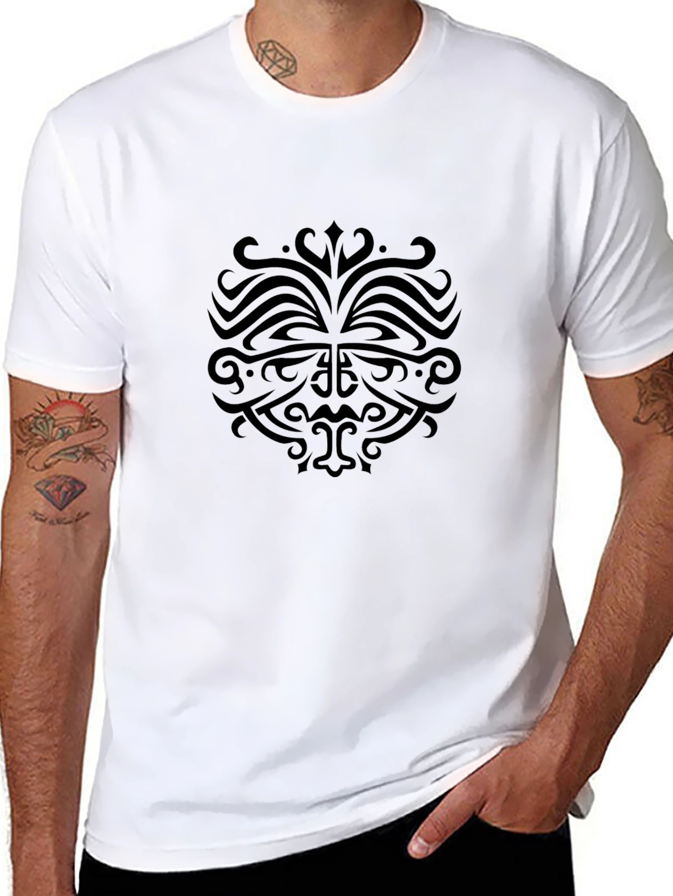 Black Tribal Print T-Shirt - Mens Casual Wear