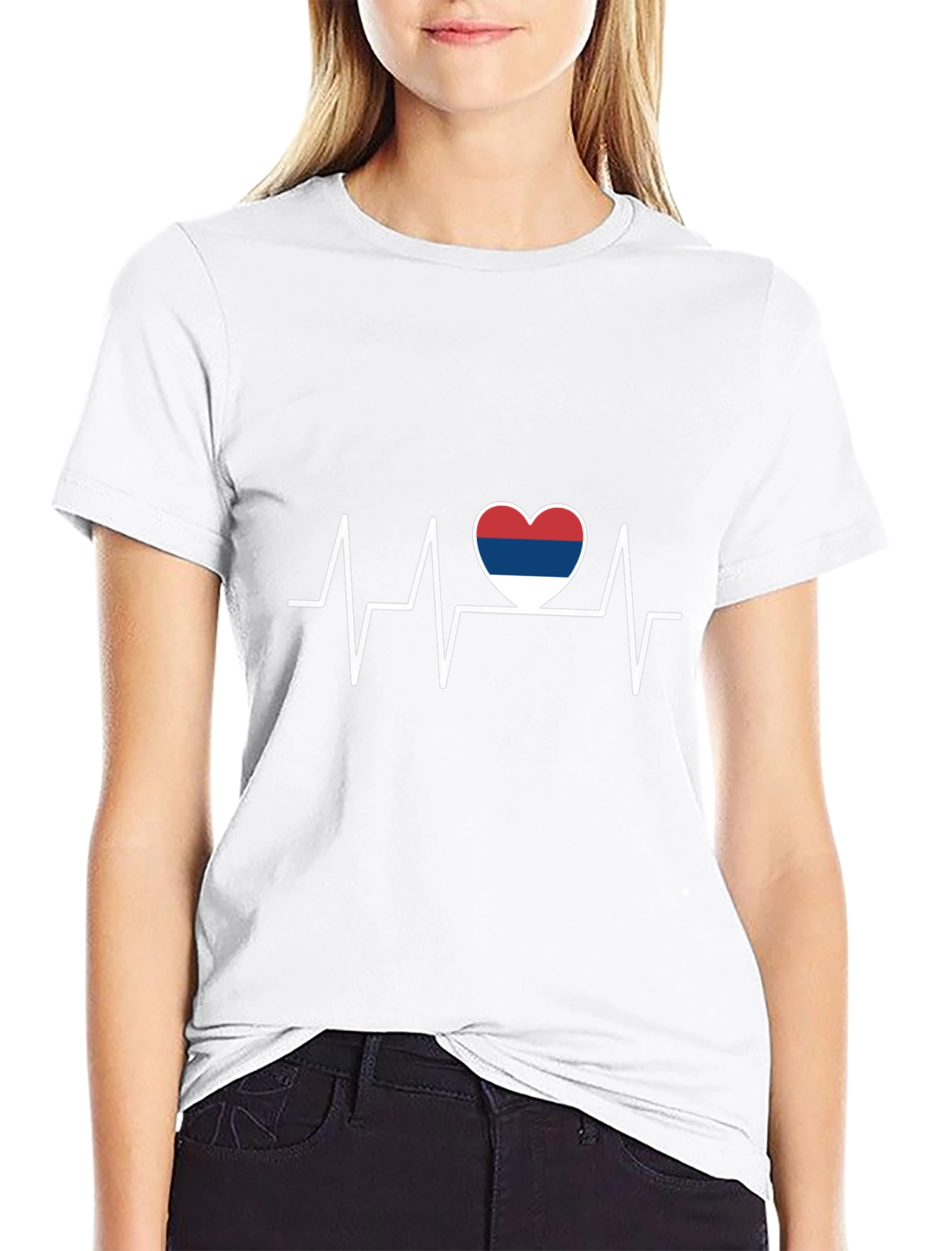 Heartbeat Serbia Flag Graphic Tee - Black
