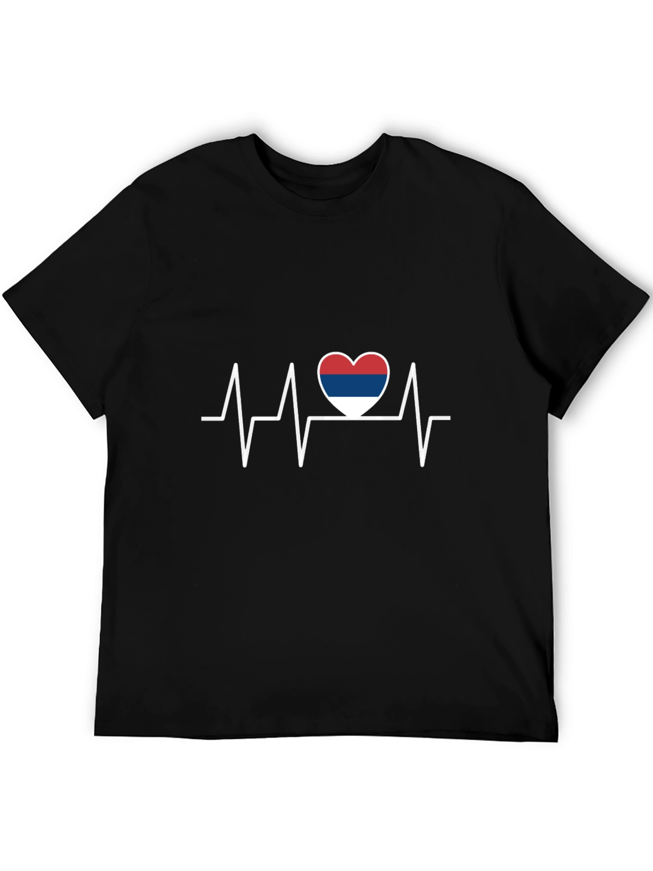 Heartbeat Serbia Flag Graphic Tee - Black