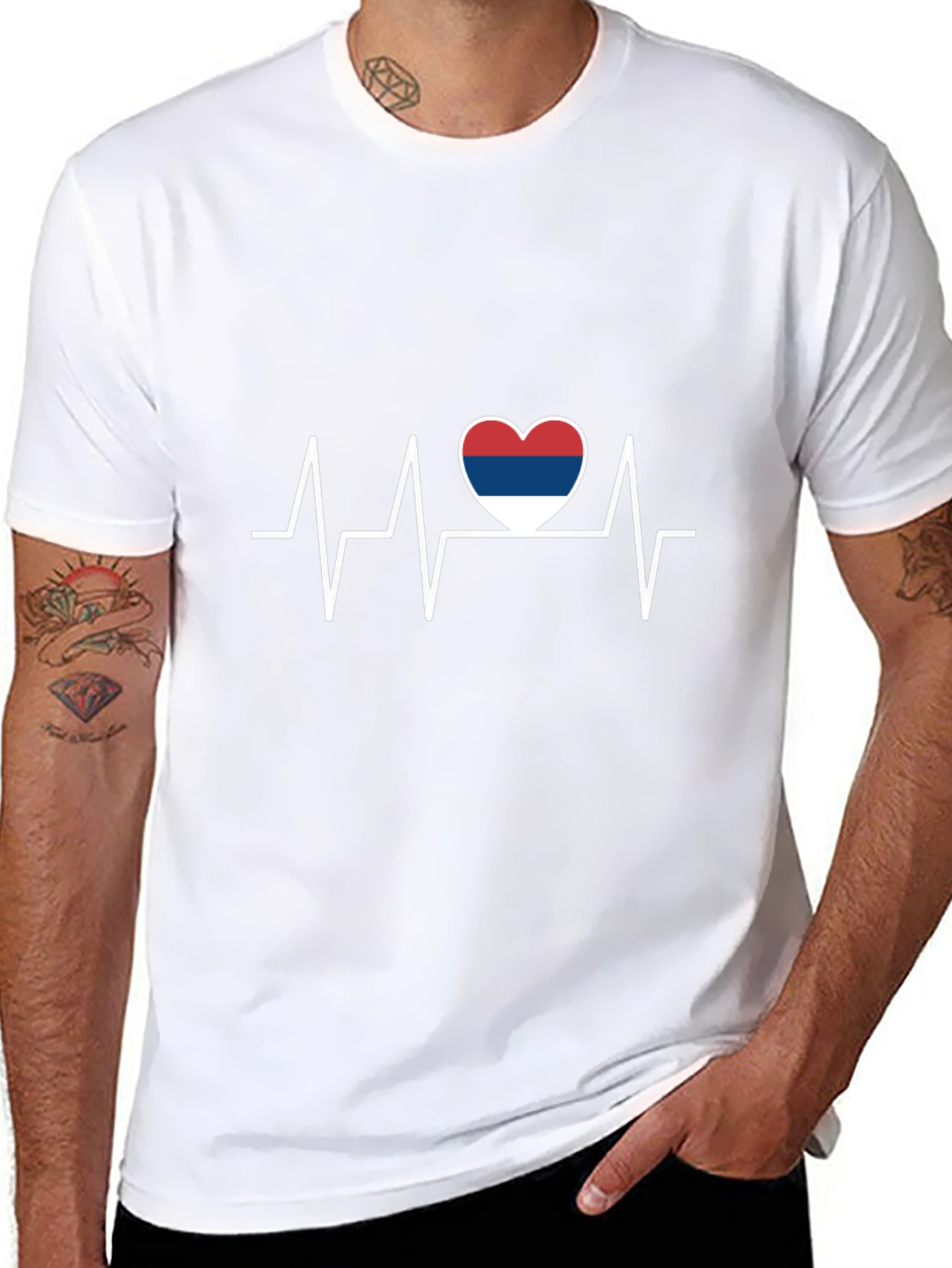 Heartbeat Serbia Flag Graphic Tee - Black
