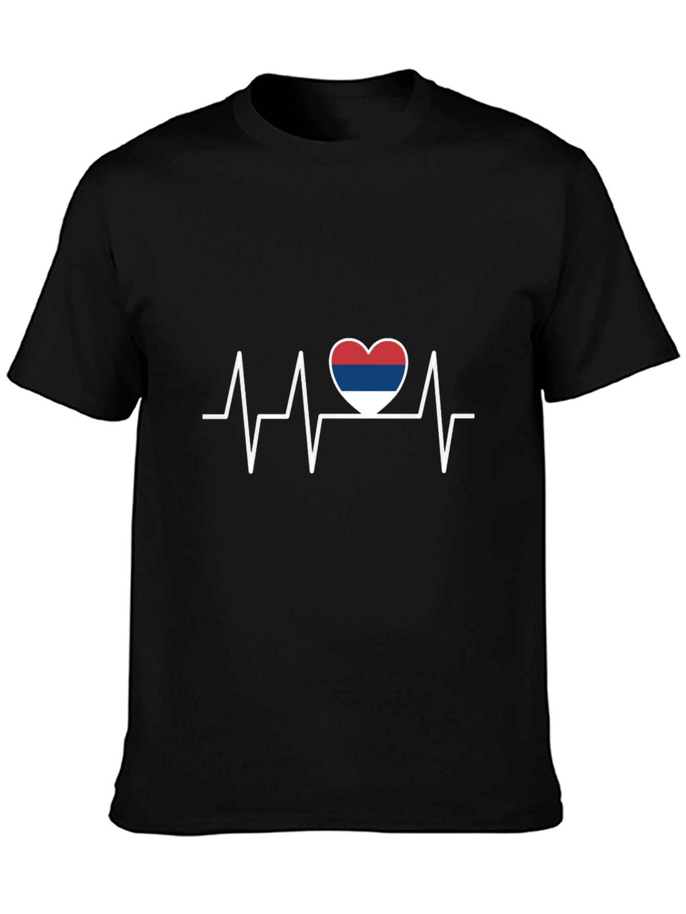 Heartbeat Serbia Flag Graphic Tee - Black