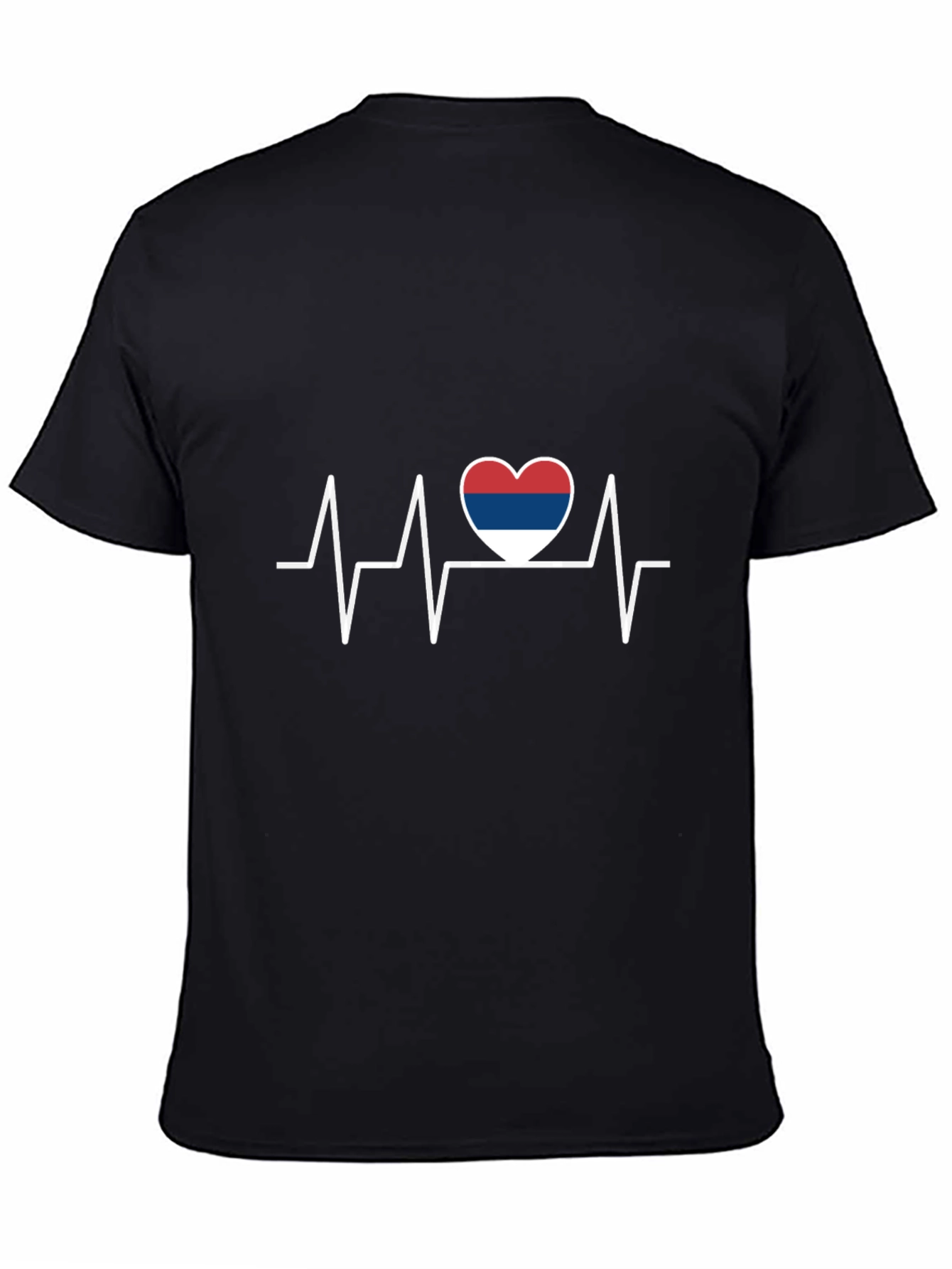 Heartbeat Serbia Flag Graphic Tee - Black