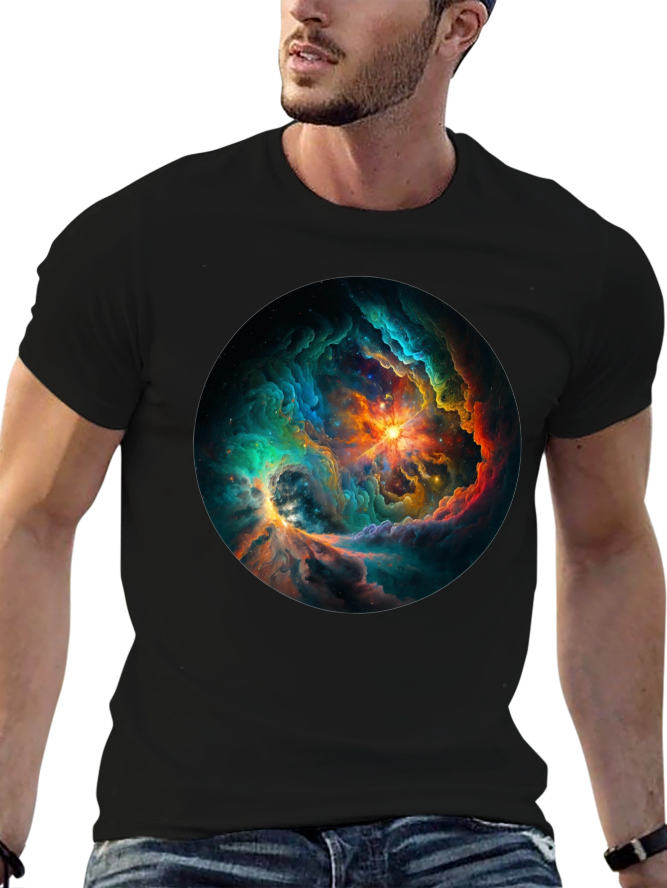 Nebula Galaxy Graphic Tee - Premium Black T-Shirt