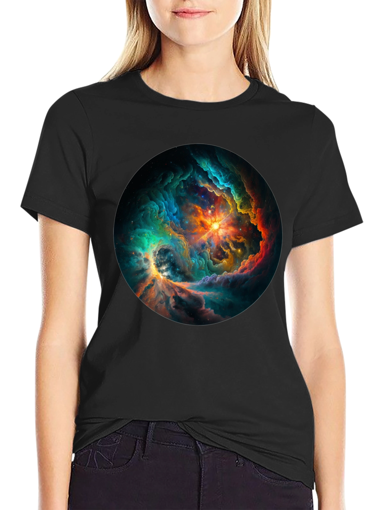 Nebula Galaxy Graphic Tee - Premium Black T-Shirt