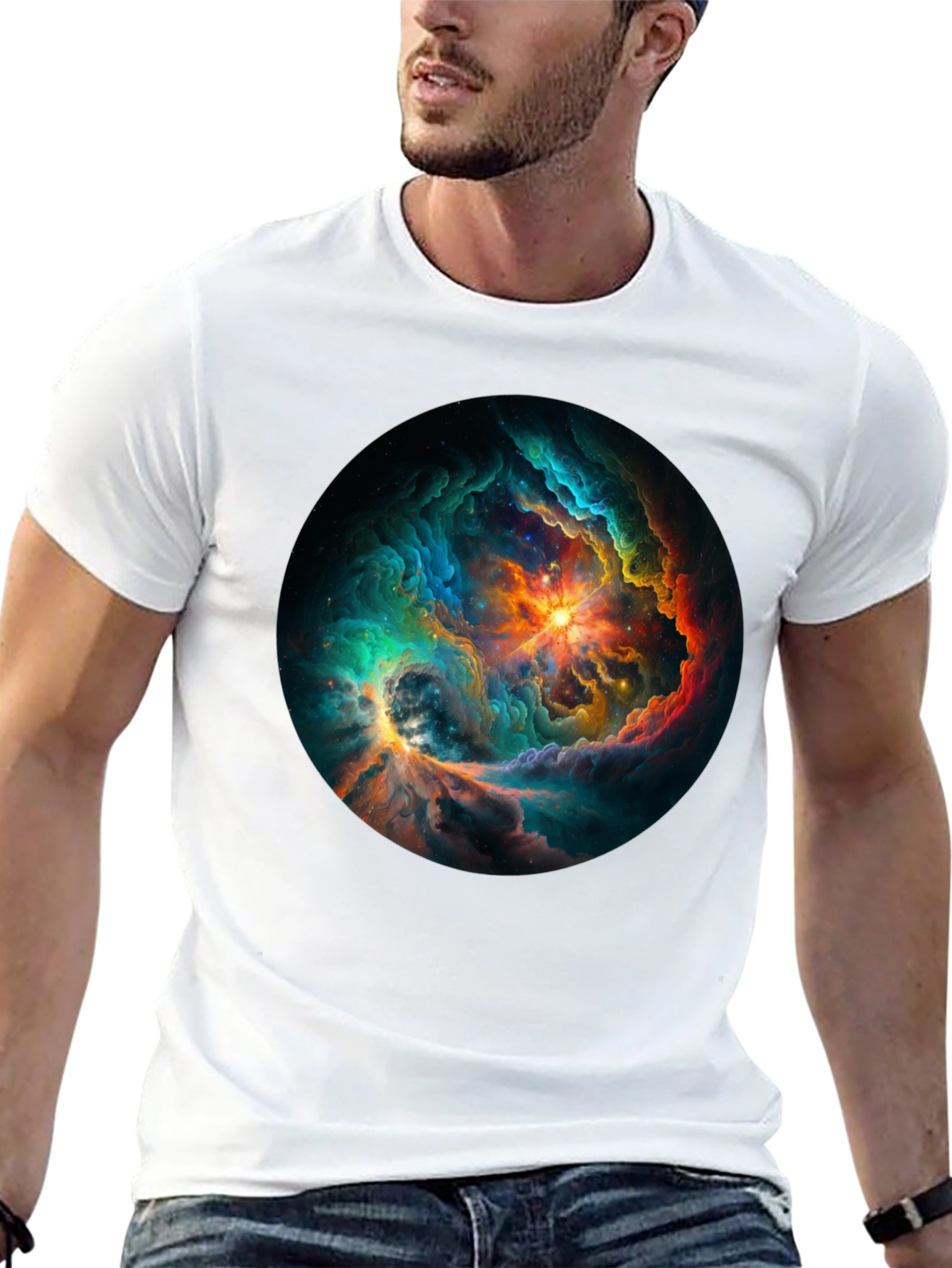 Nebula Galaxy Graphic Tee - Premium Black T-Shirt
