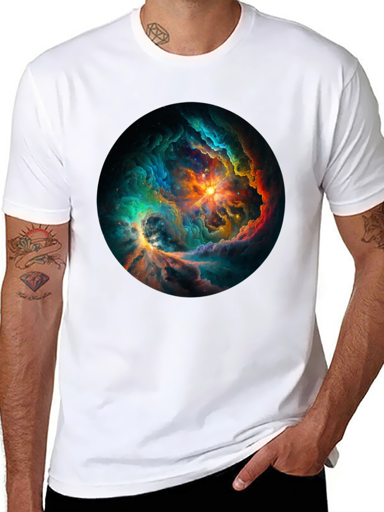Nebula Galaxy Graphic Tee - Premium Black T-Shirt