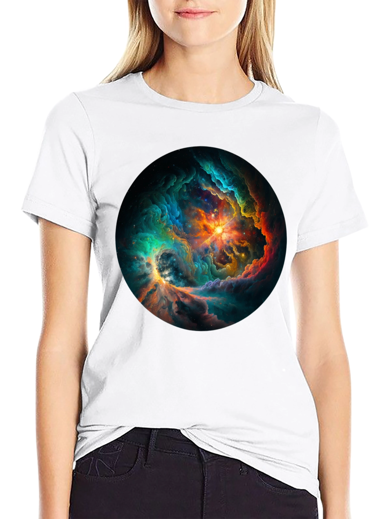 Nebula Galaxy Graphic Tee - Premium Black T-Shirt