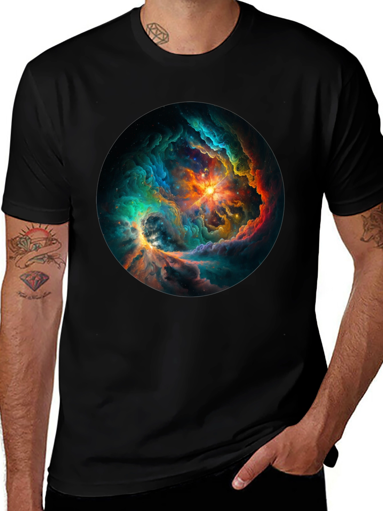 Nebula Galaxy Graphic Tee - Premium Black T-Shirt