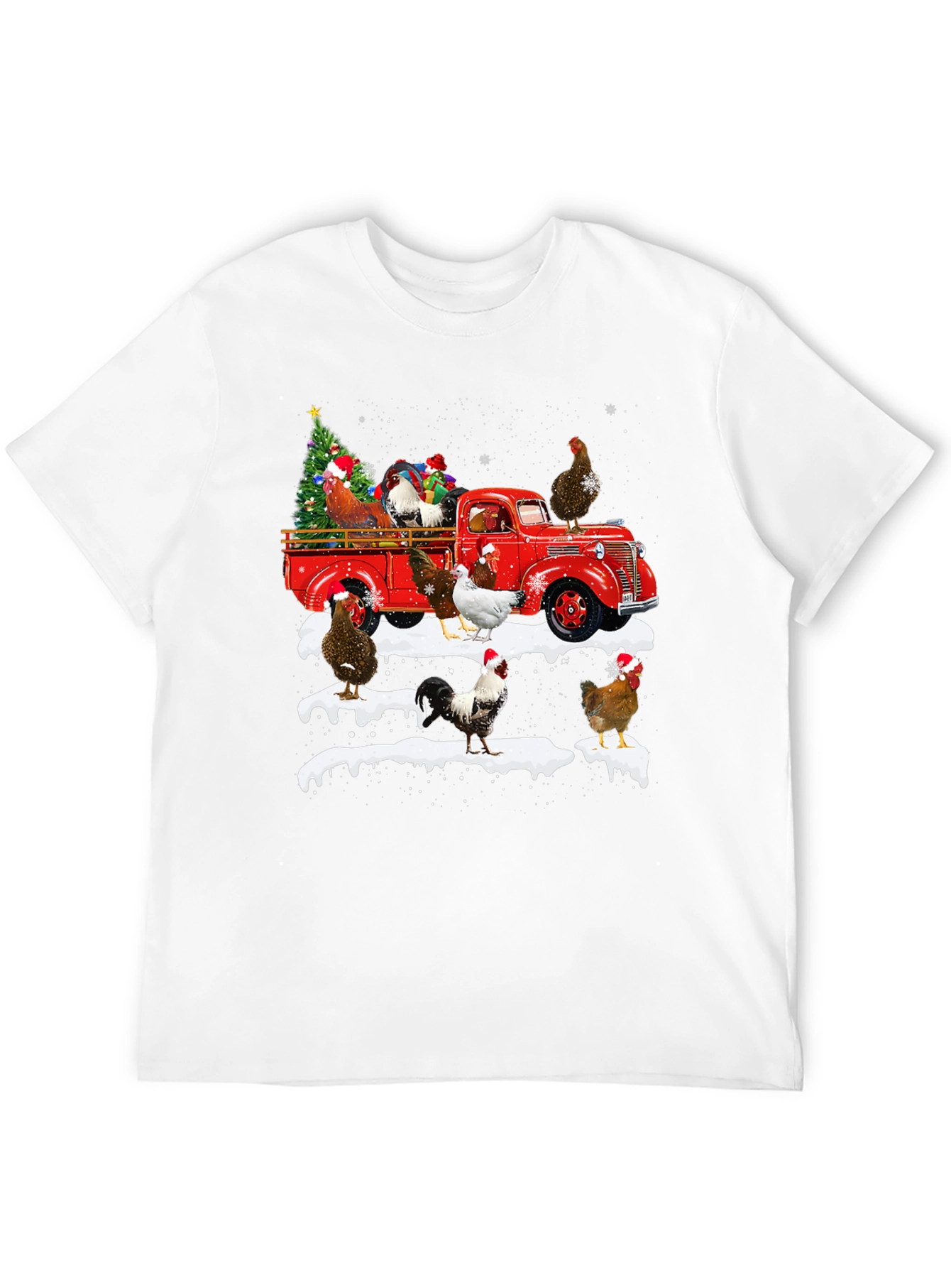 Chicken Christmas Truck Graphic Tee