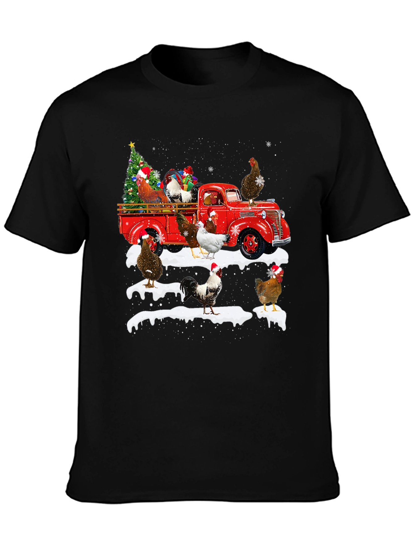 Chicken Christmas Truck Graphic Tee