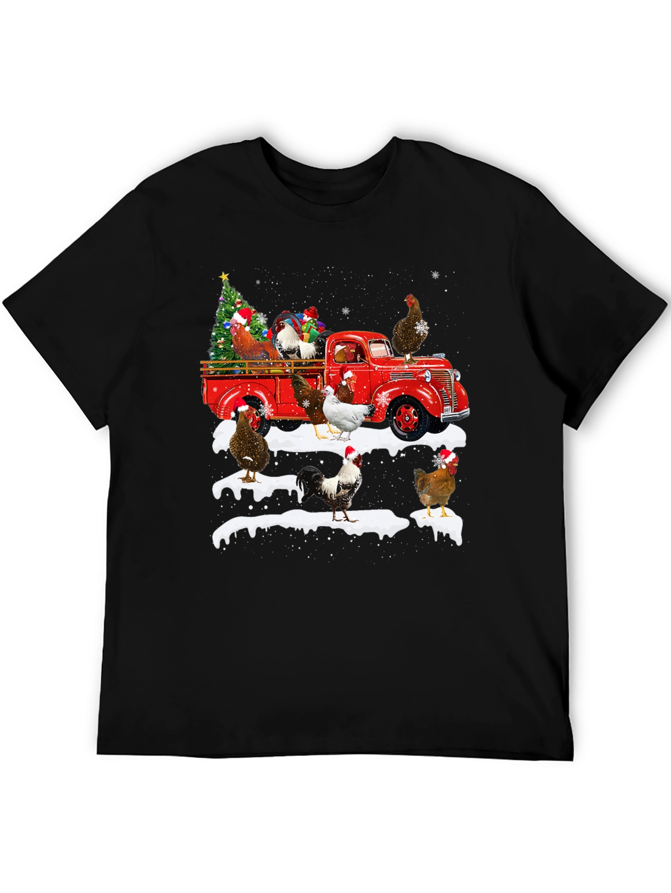 Chicken Christmas Truck Graphic Tee