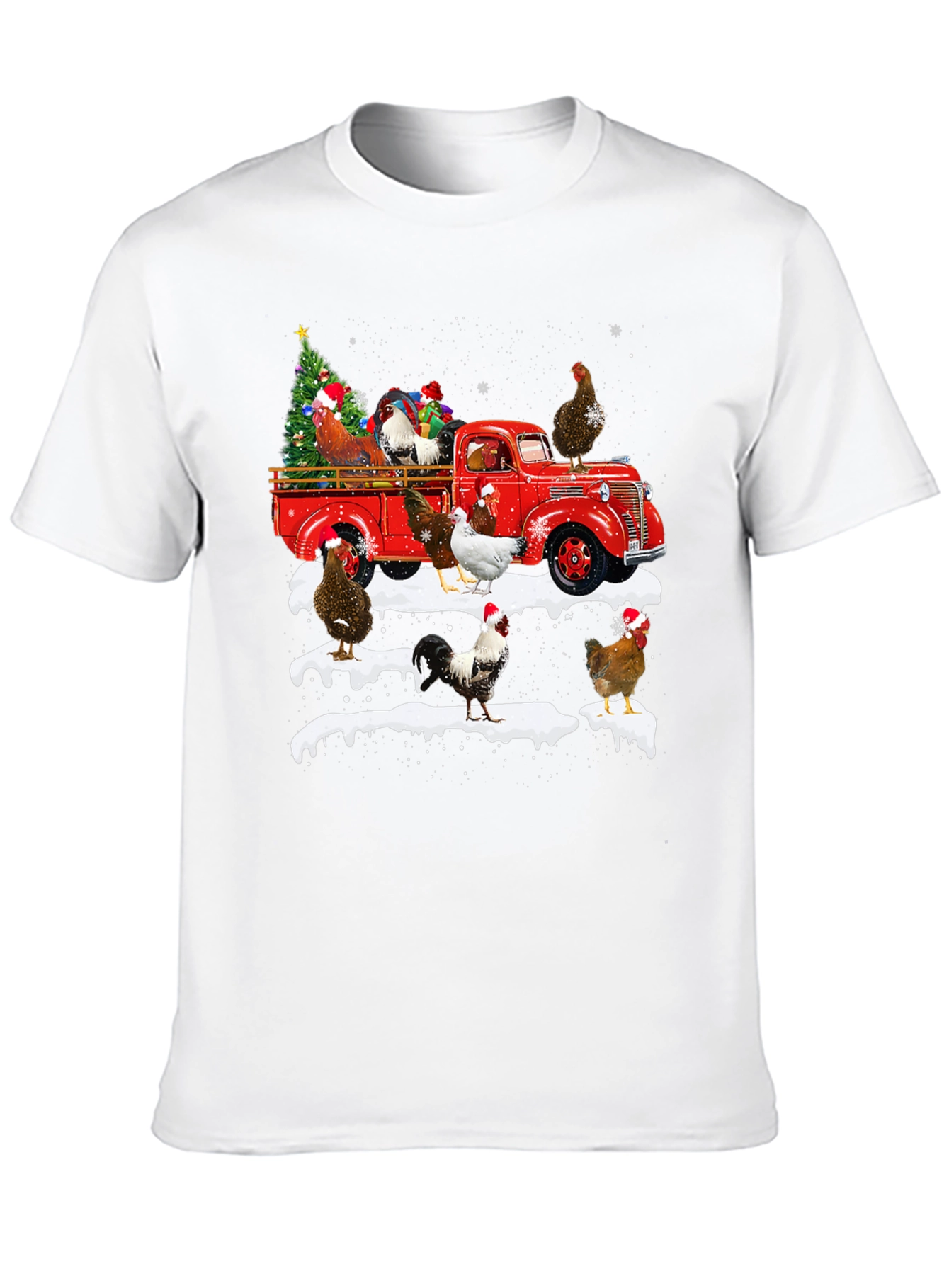 Chicken Christmas Truck Graphic Tee