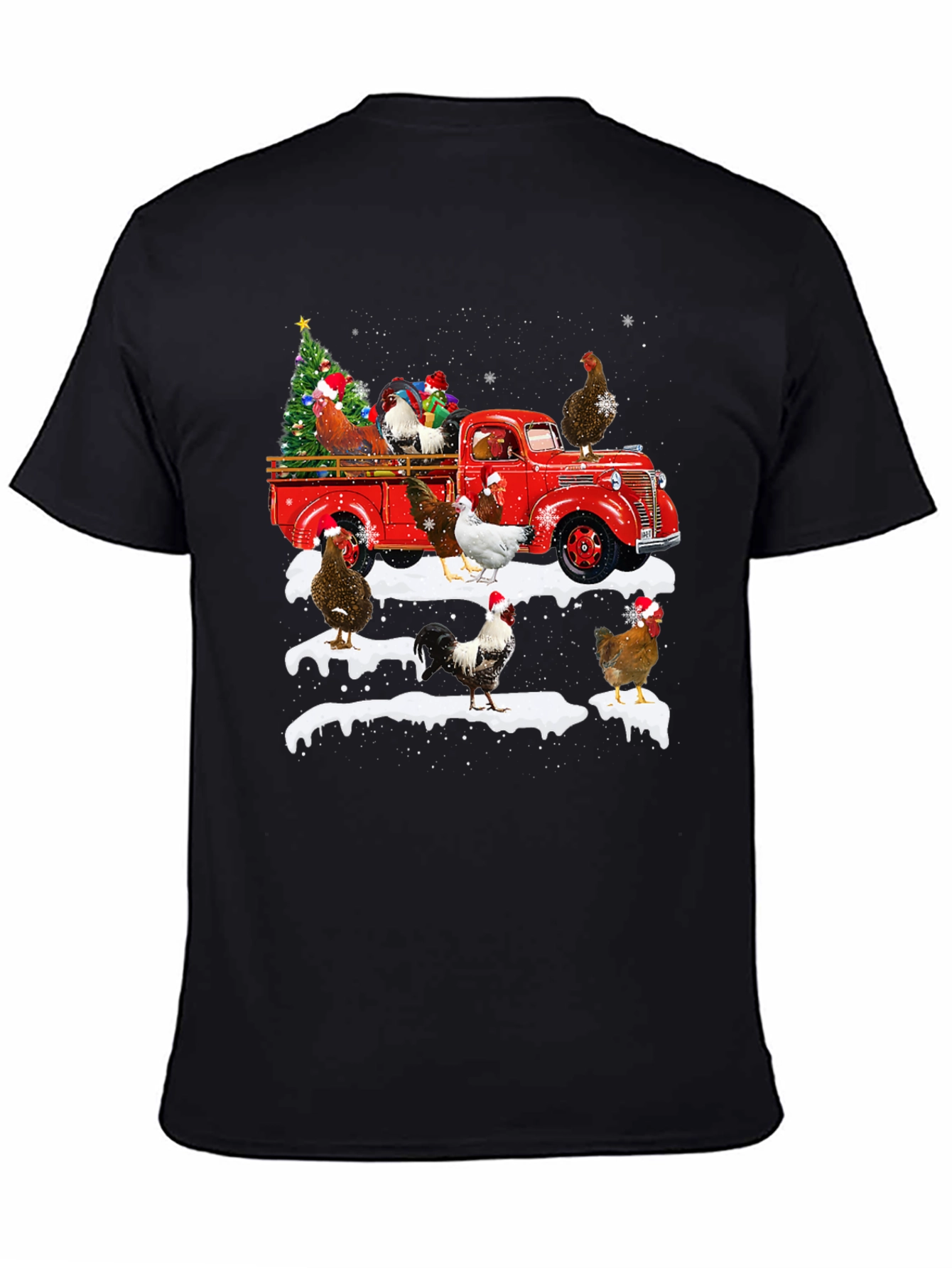 Chicken Christmas Truck Graphic Tee