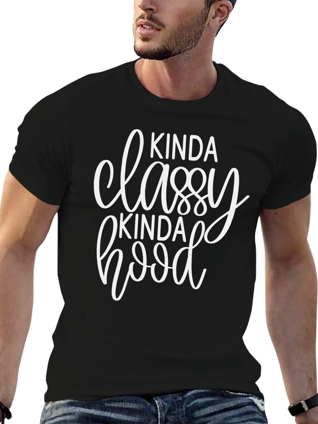Kinda Classy Kinda Hood Graphic Tee - Black