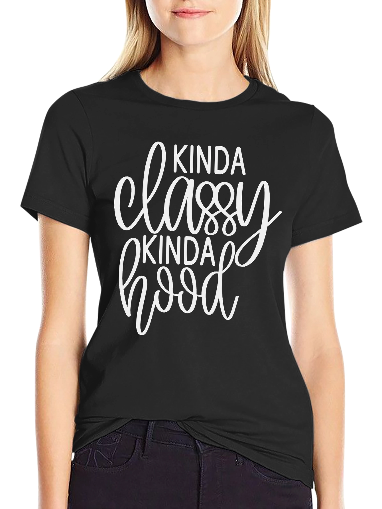 Kinda Classy Kinda Hood Graphic Tee - Black