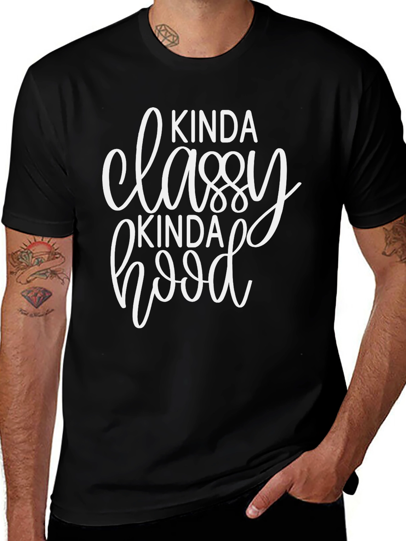Kinda Classy Kinda Hood Graphic Tee - Black