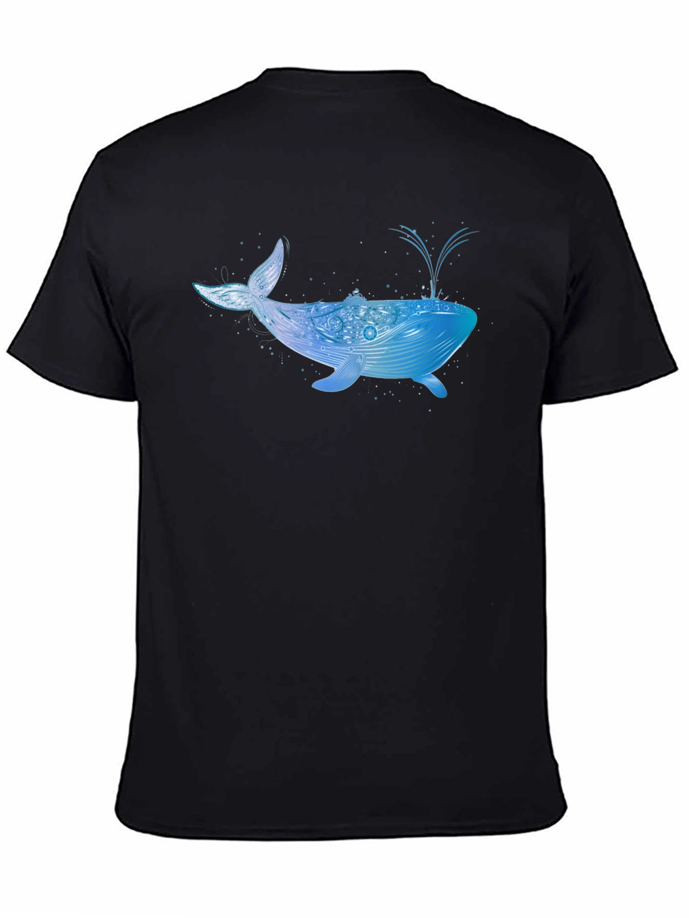 Whale Graphic Print Black T-Shirt