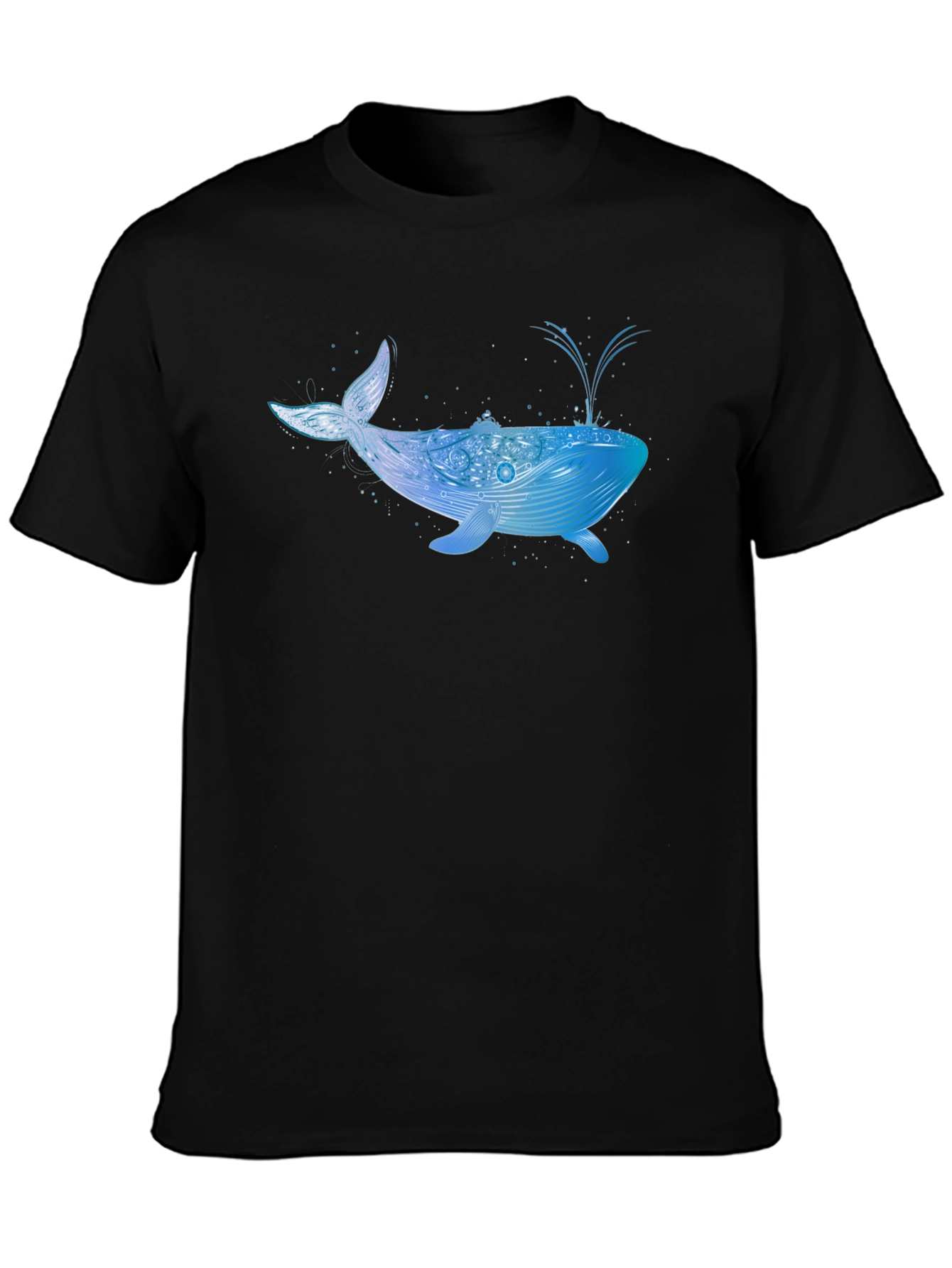 Whale Graphic Print Black T-Shirt