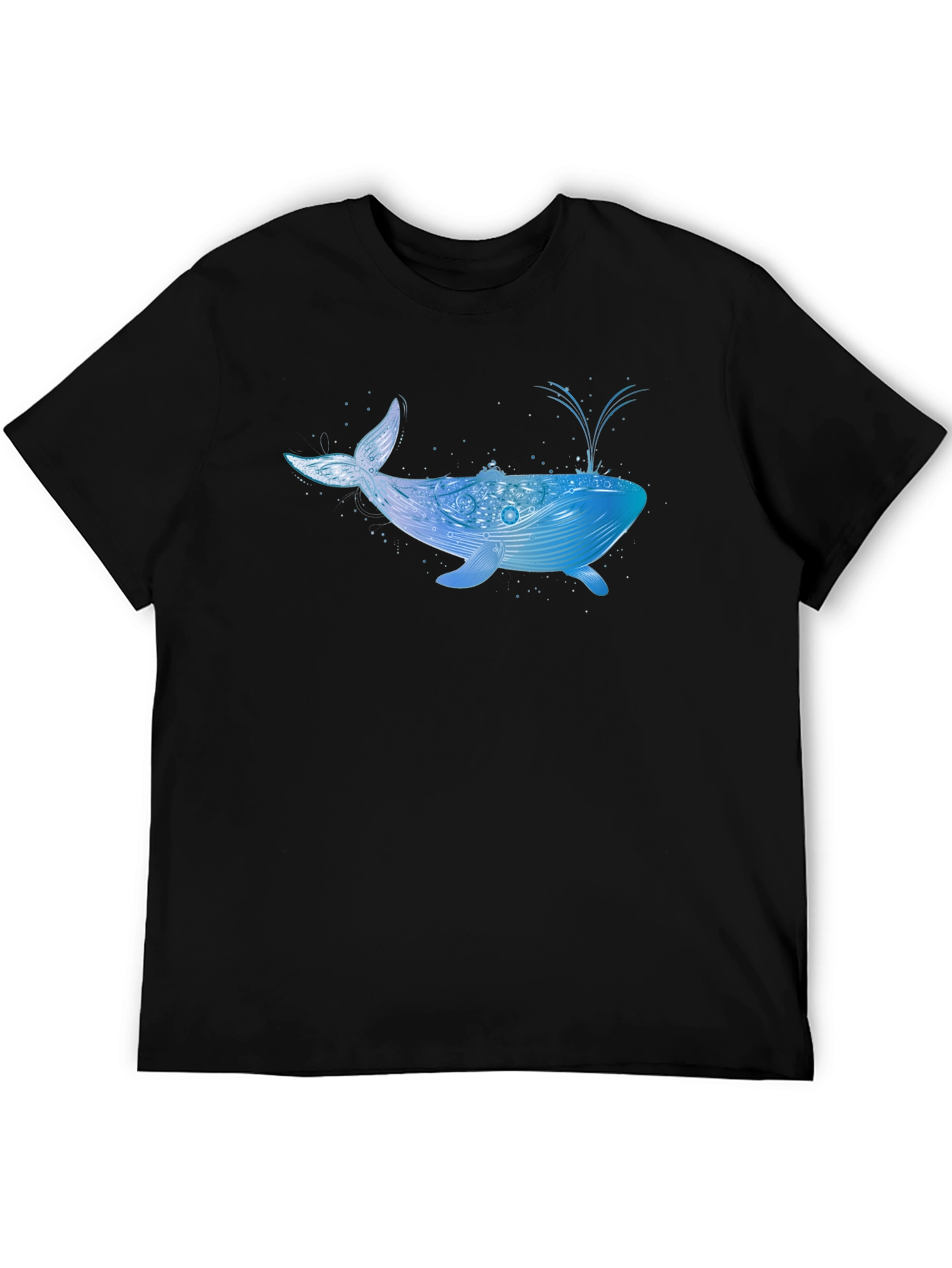 Whale Graphic Print Black T-Shirt