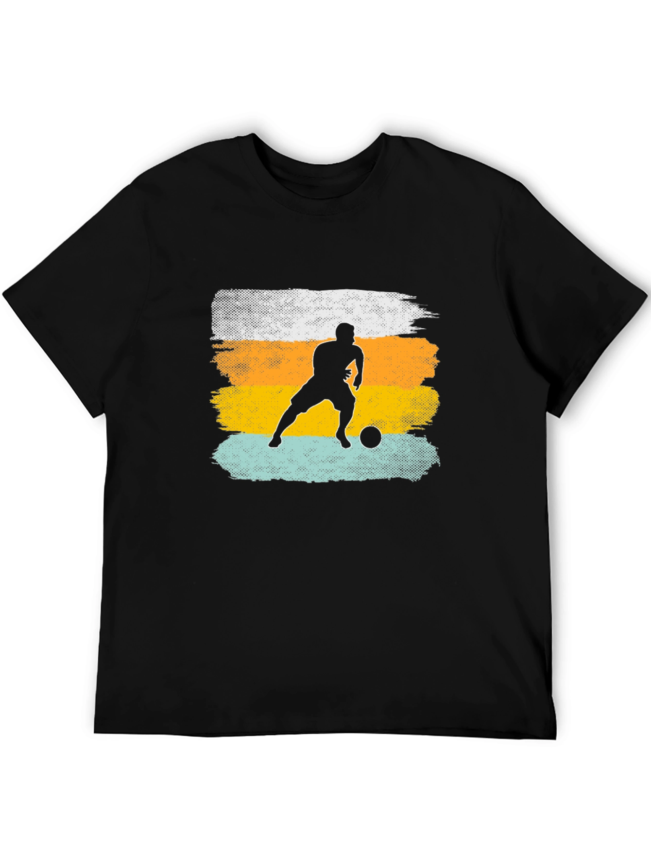 Retro Soccer Player Graphic T-Shirt - Black