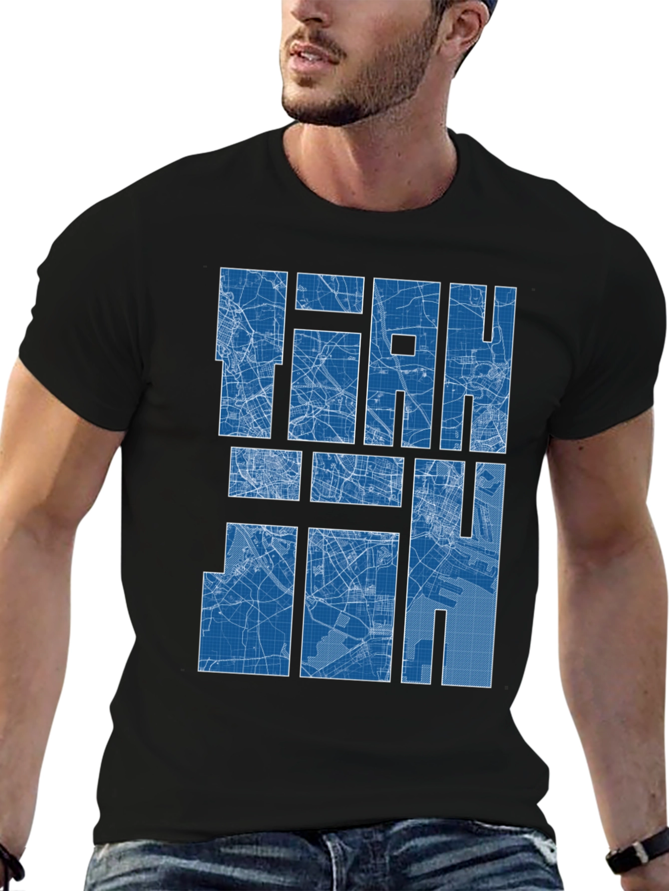 Blueprint City Map Graphic Tee - Stylish Urban T-Shirt