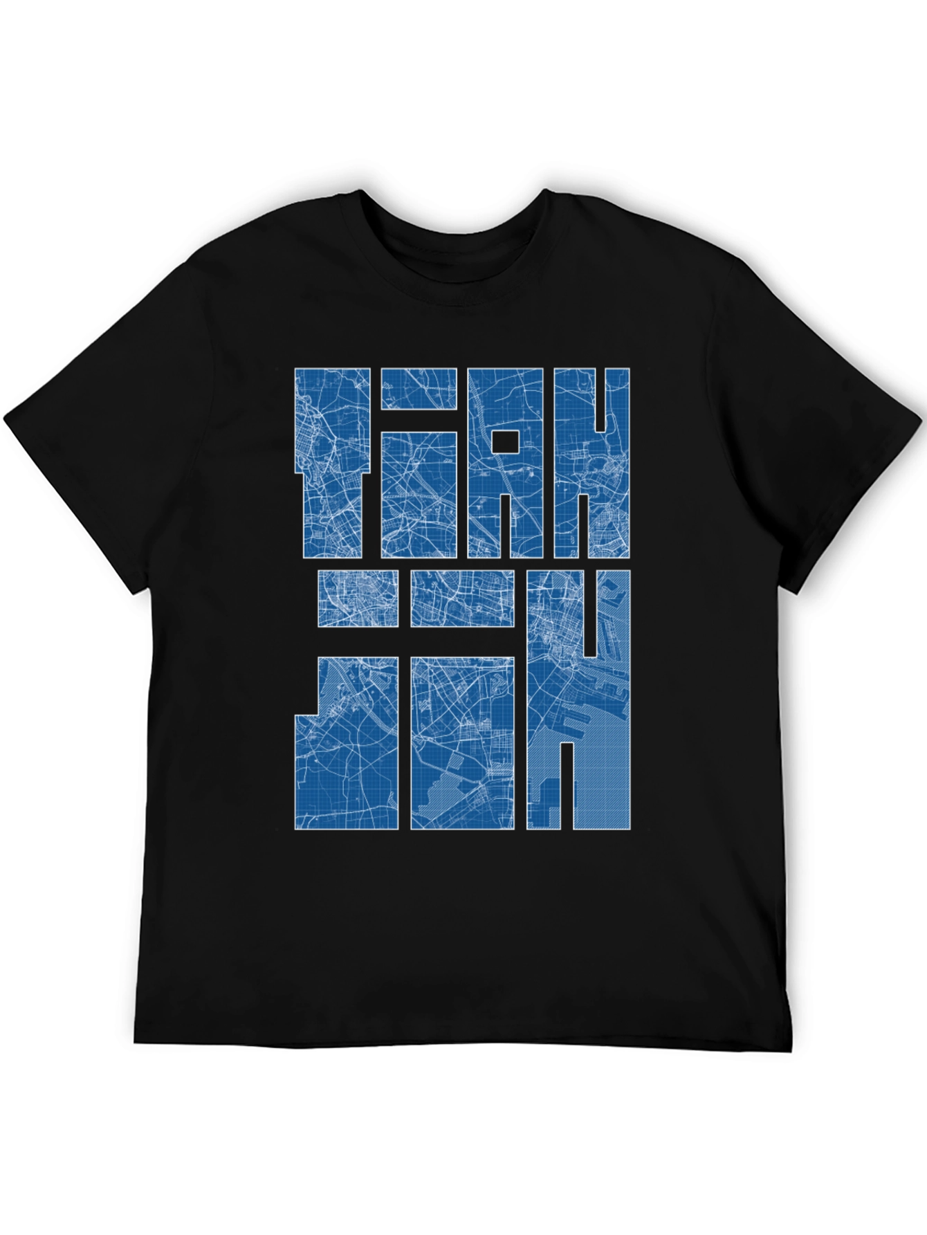 Blueprint City Map Graphic Tee - Stylish Urban T-Shirt