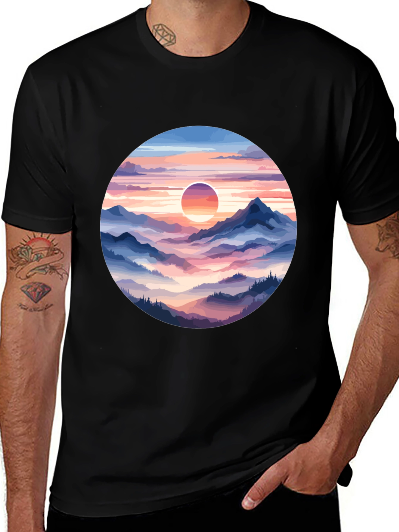 Mountain Sunset Graphic Tee - Stylish Comfort