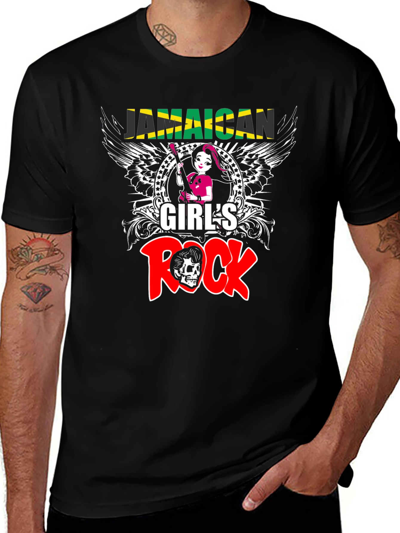 Jamaican Girls Rock T-Shirt - Skull Graphic Tee