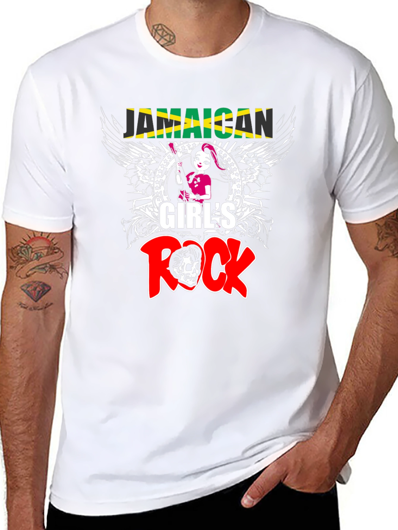 Jamaican Girls Rock T-Shirt - Skull Graphic Tee