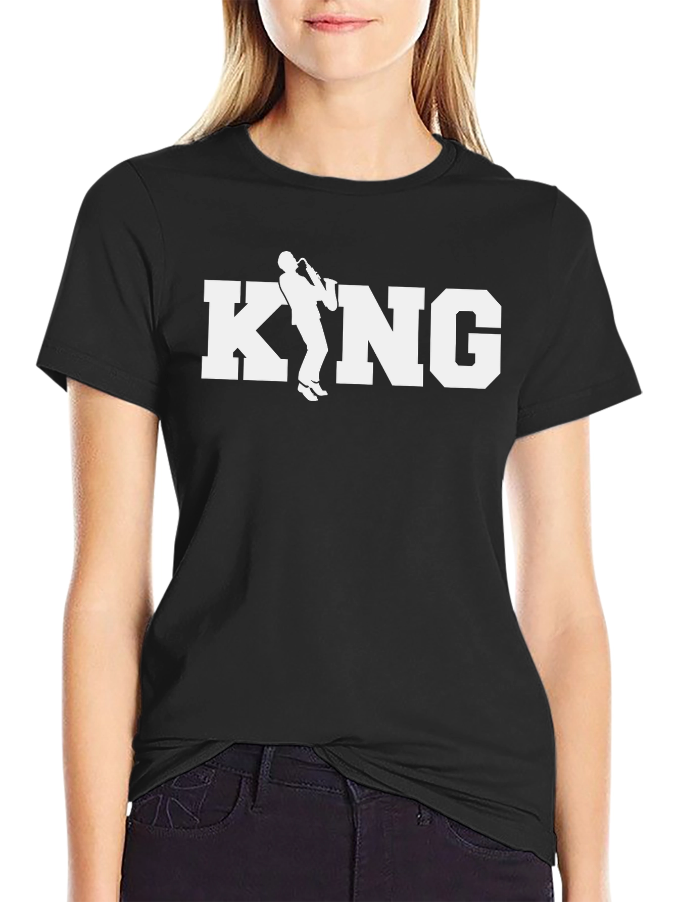 Saxophone King Graphic Tee - Black Cotton T-Shirt