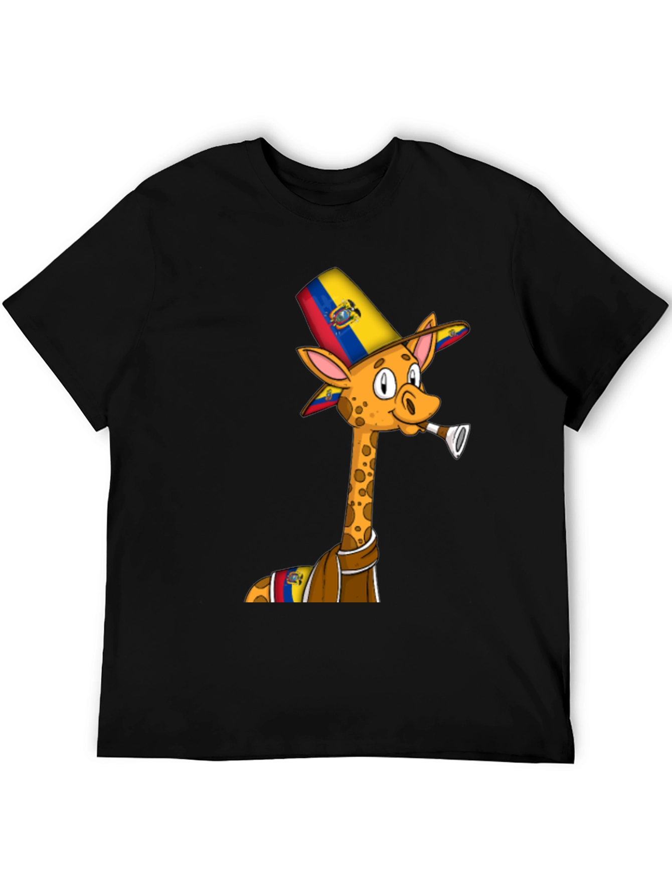 Ecuador Giraffe Graphic Tee - Black Cotton T-Shirt