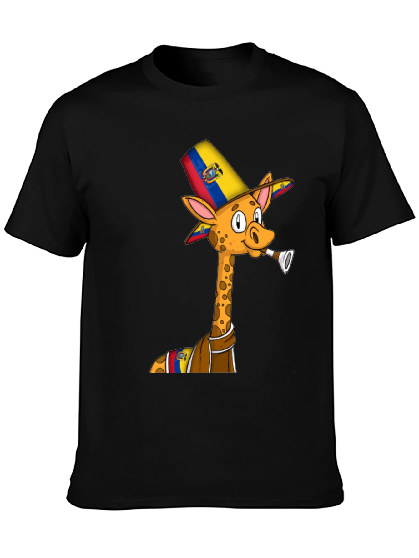 Ecuador Giraffe Graphic Tee - Black Cotton T-Shirt