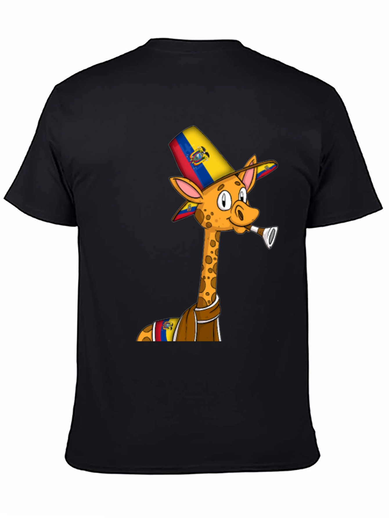 Ecuador Giraffe Graphic Tee - Black Cotton T-Shirt