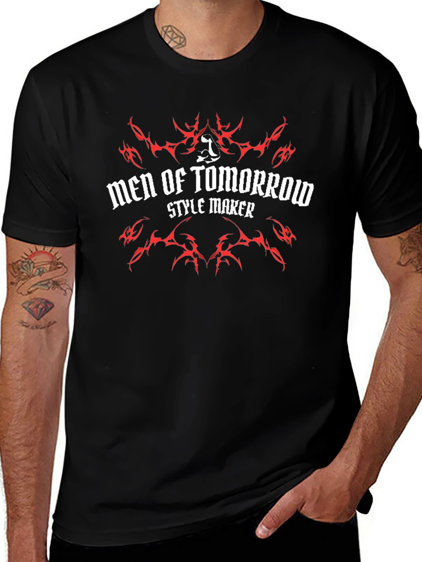 Men of Tomorrow Black Graphic Tee