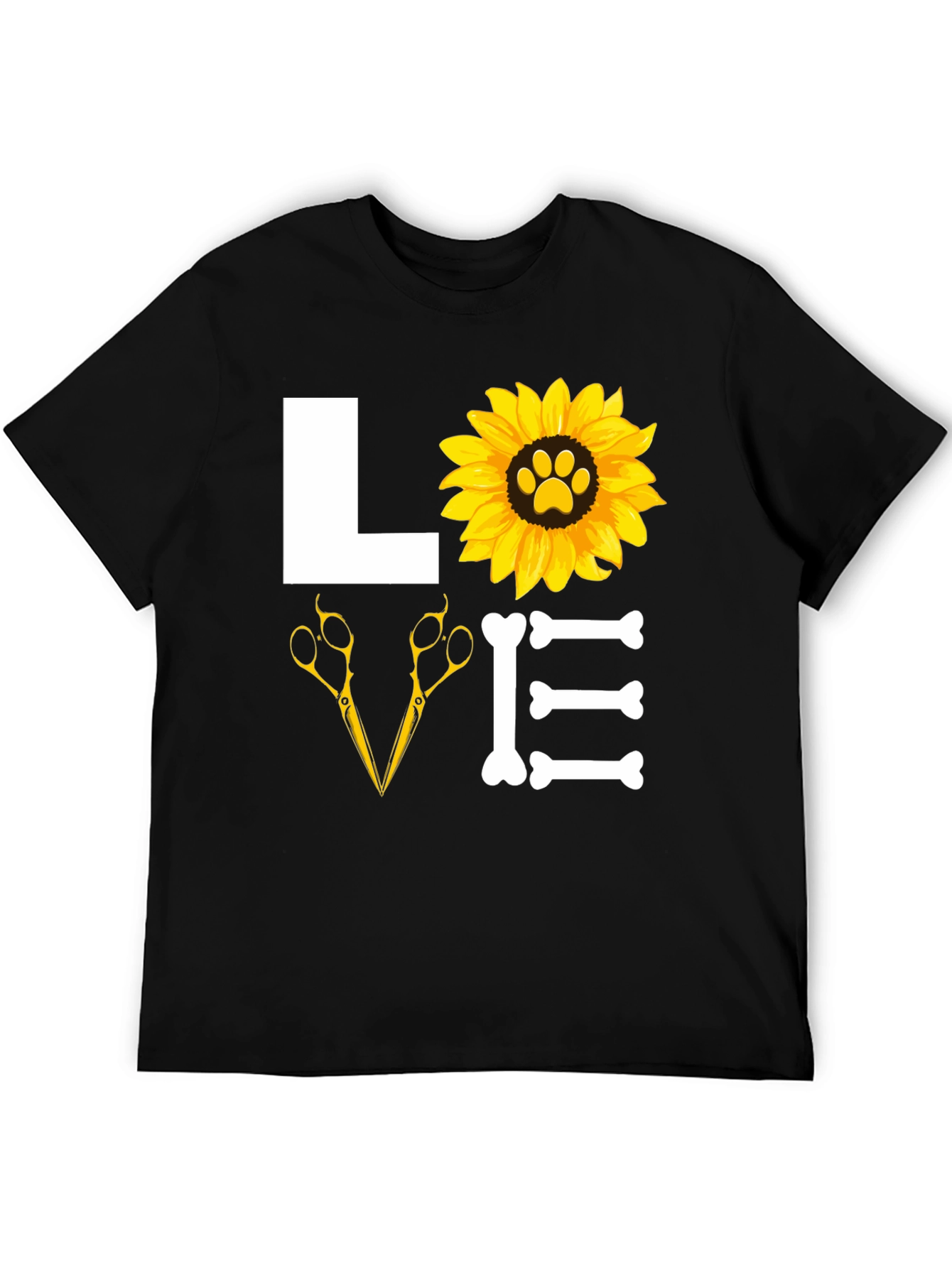 Dog Groomer Love T-Shirt with Paw Sunflower