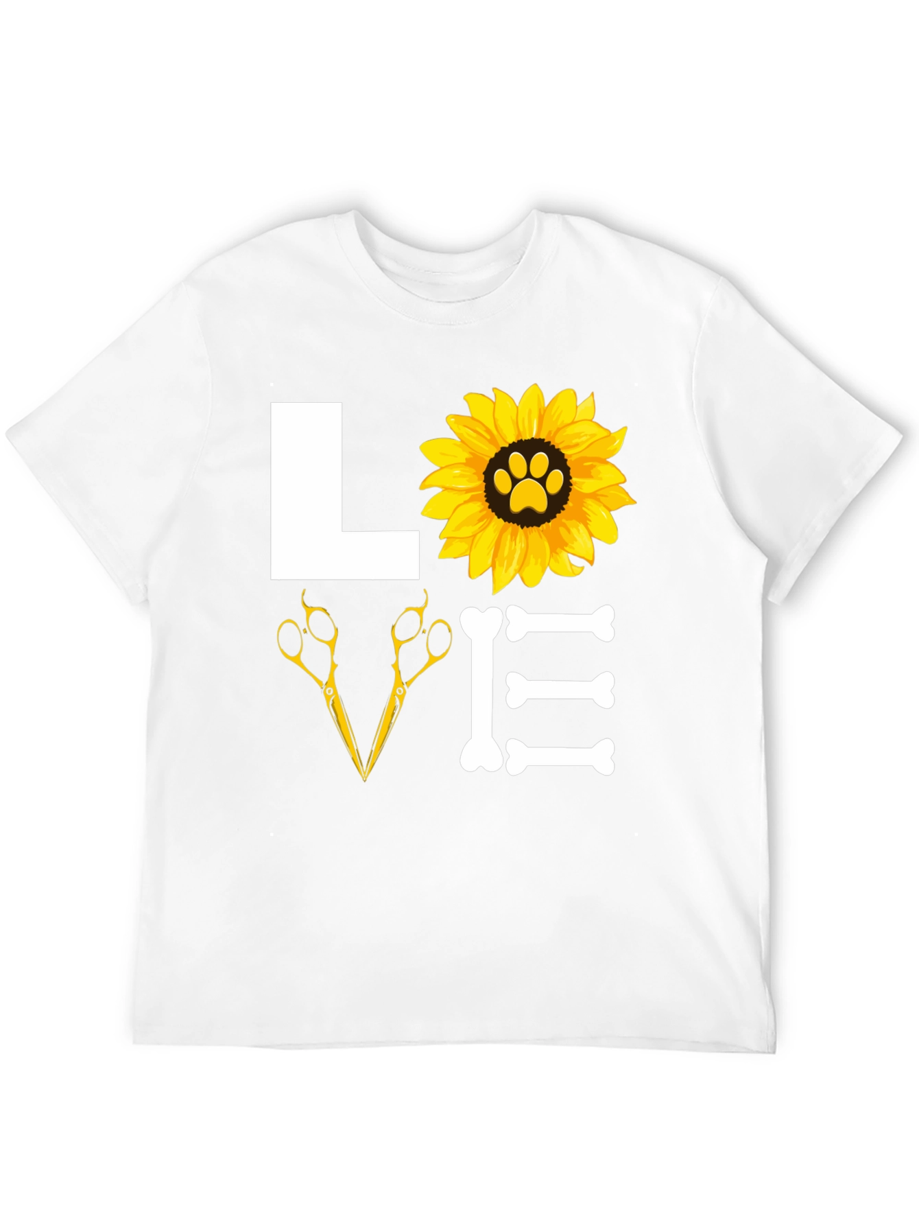 Dog Groomer Love T-Shirt with Paw Sunflower