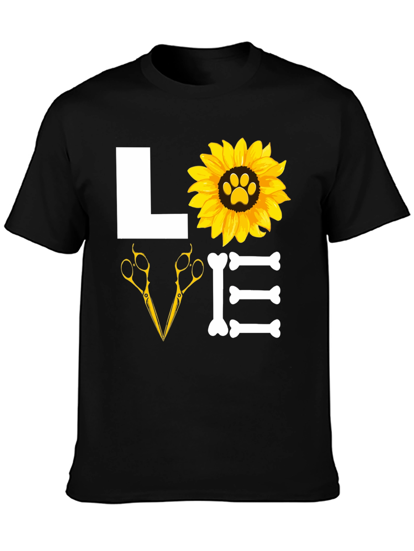 Dog Groomer Love T-Shirt with Paw Sunflower