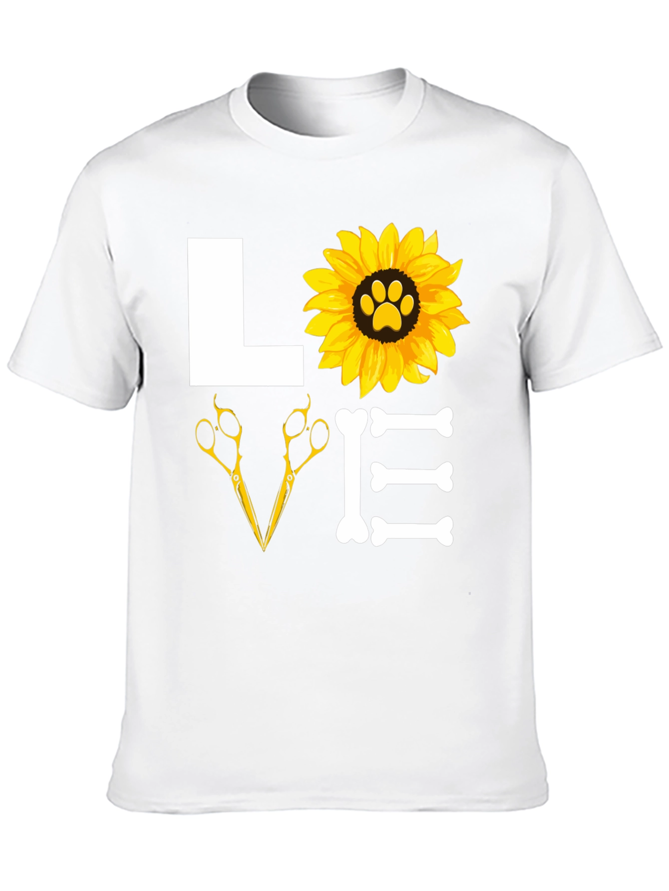 Dog Groomer Love T-Shirt with Paw Sunflower