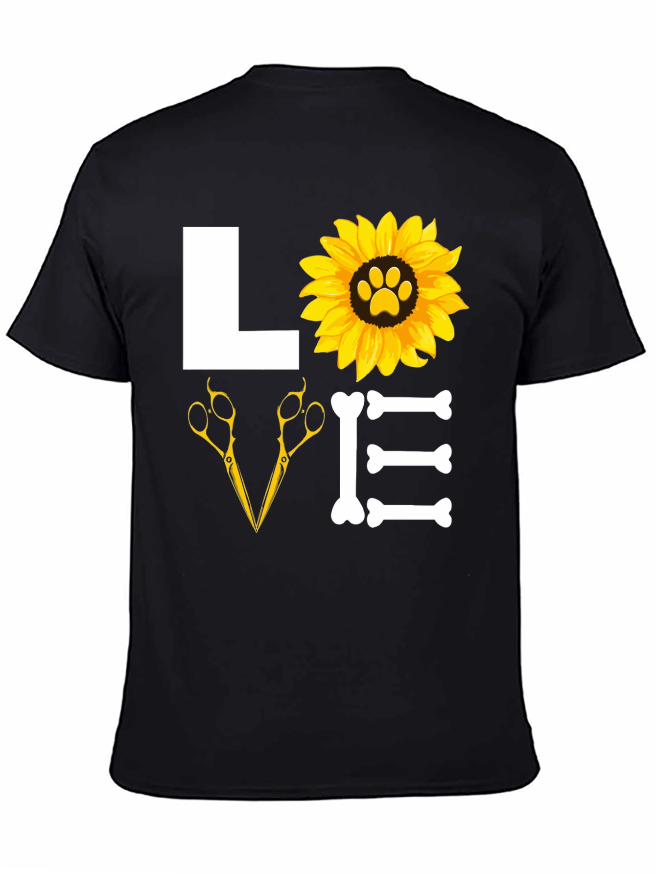 Dog Groomer Love T-Shirt with Paw Sunflower