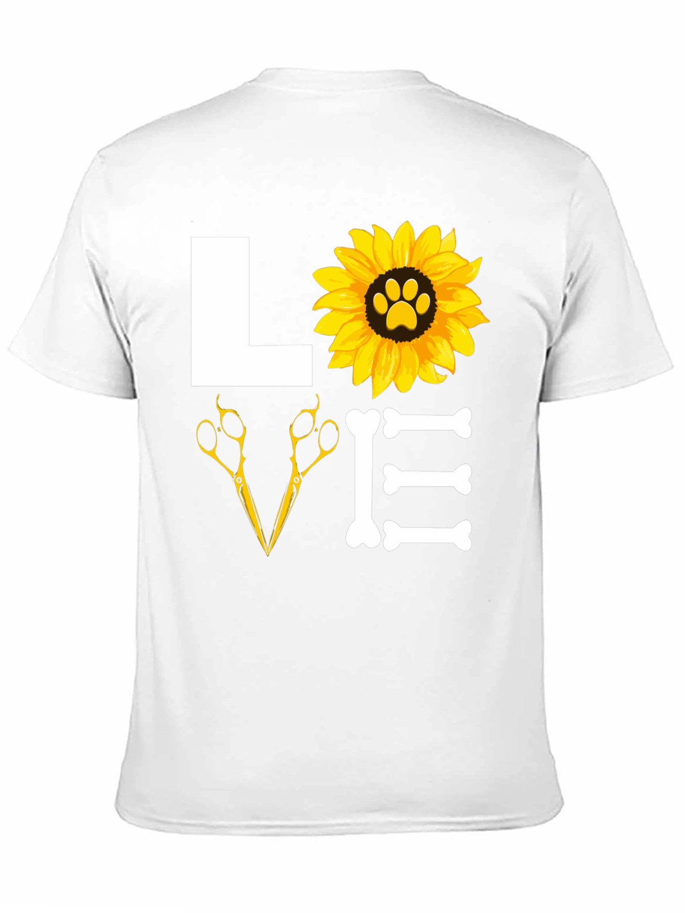 Dog Groomer Love T-Shirt with Paw Sunflower