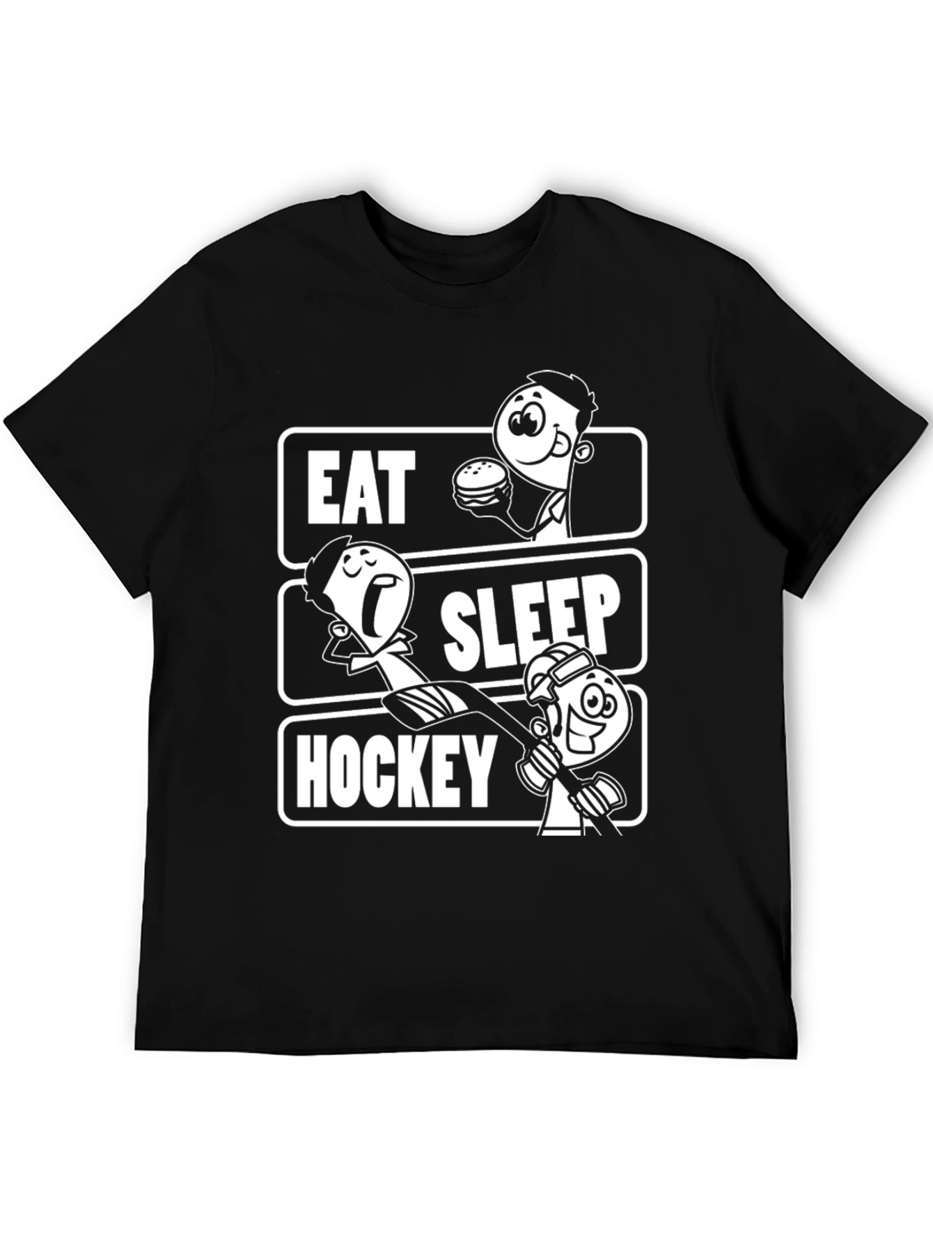 Eat Sleep Hockey Graphic T-Shirt - Black