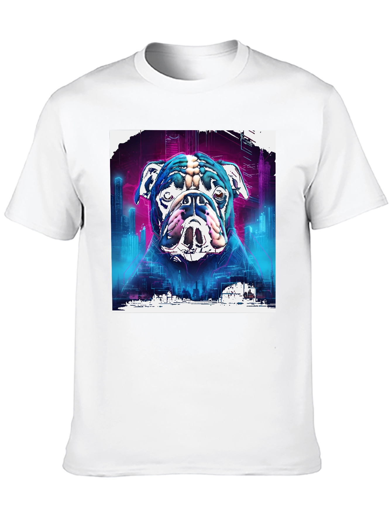 Cyberpunk Bulldog Graphic Tee - Mens Black T-Shirt