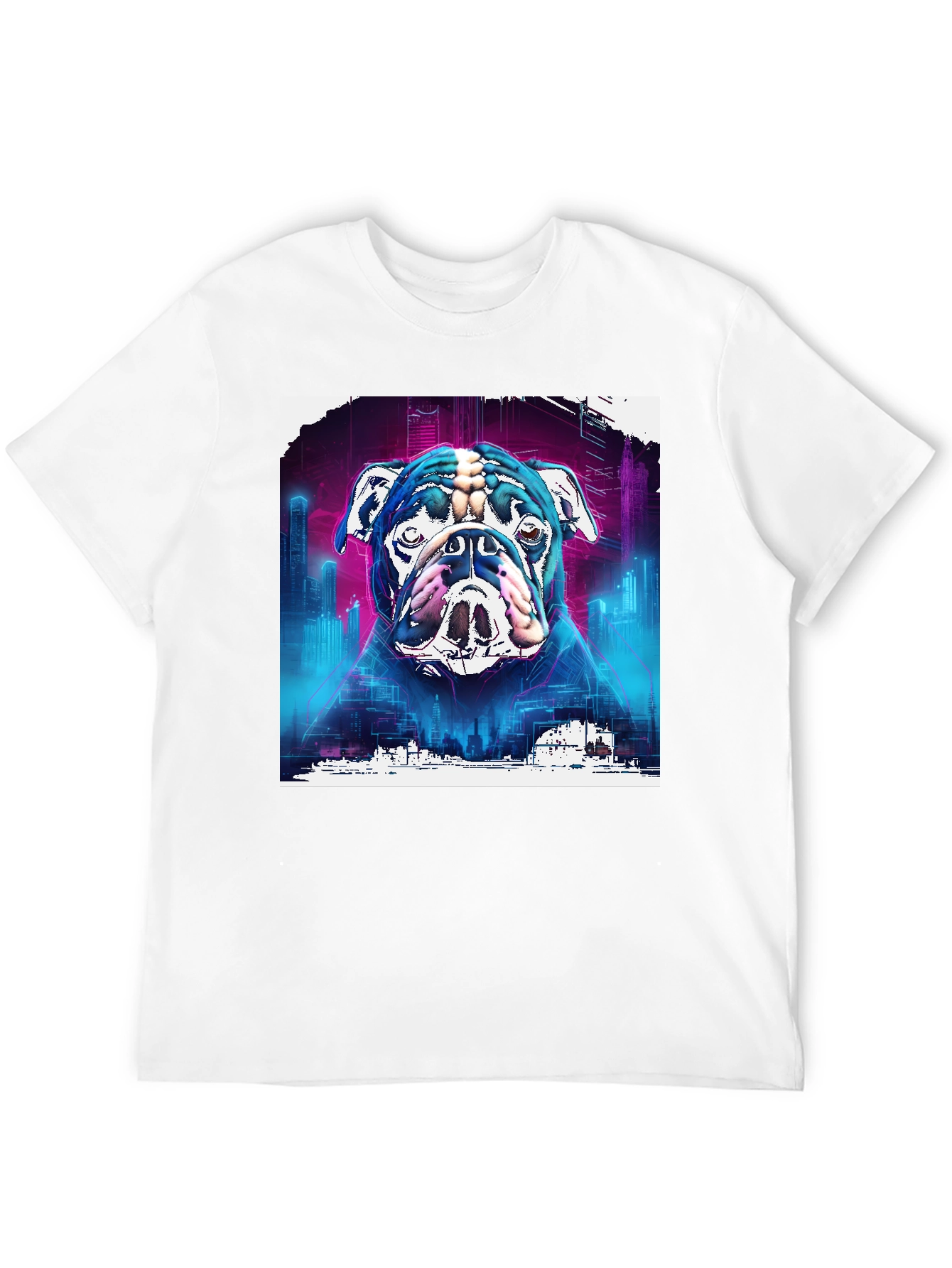 Cyberpunk Bulldog Graphic Tee - Mens Black T-Shirt